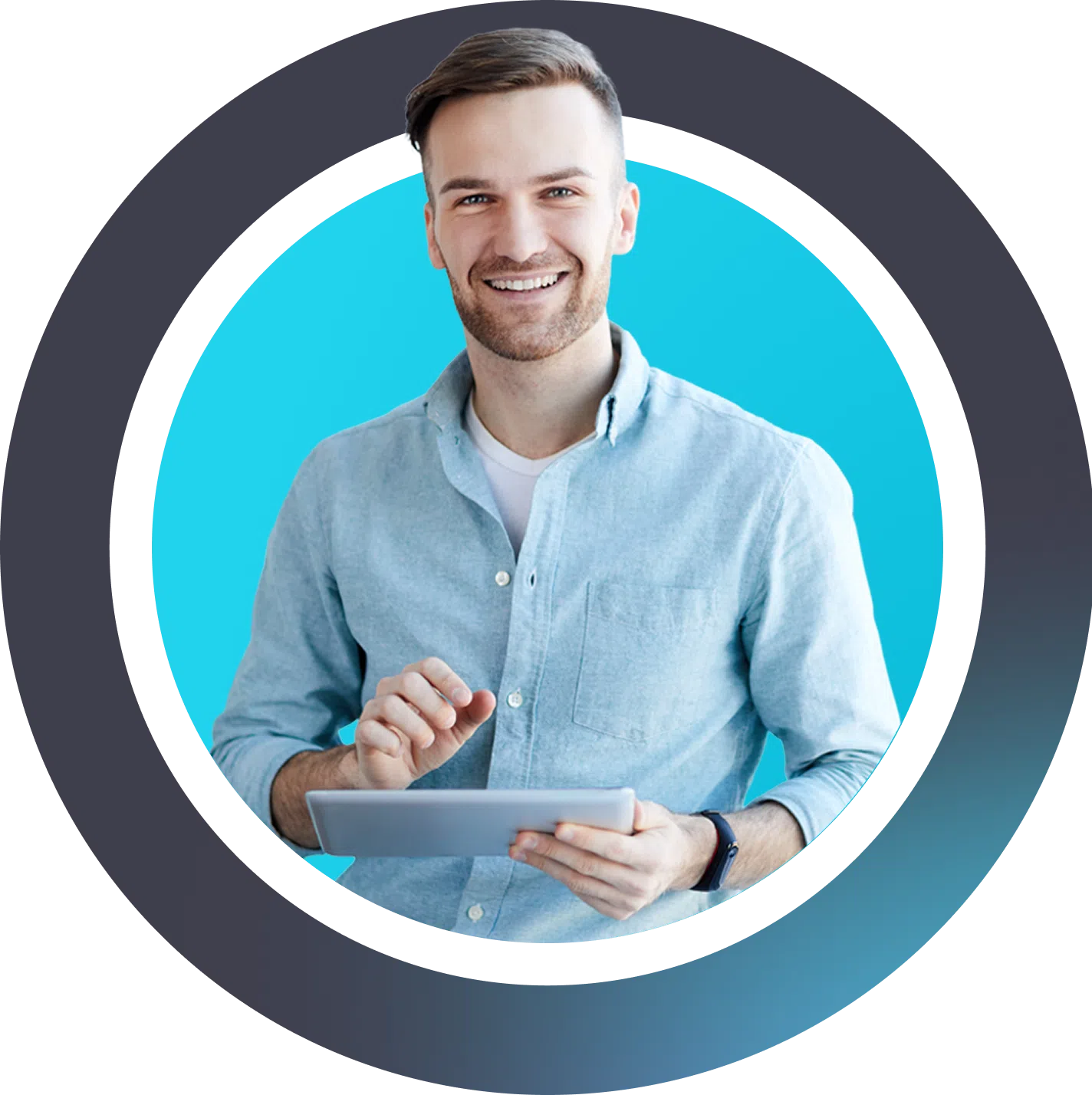 Person holding a tablet